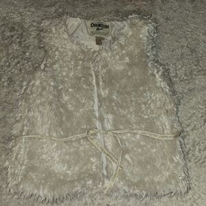 OshKosh B'gosh Ivory Faux Fur Tie-Front Vest